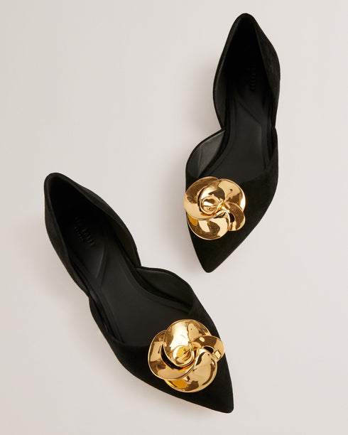 EMAROSE-Shoes-Flat Ballerina Shoe With Rose Applique- Ted Baker Romania